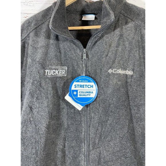 Columbia Fleece Vest Mens XXL Gray Full Zip Outdoors Hiking Casual New Tucker - Picture 3 of 11